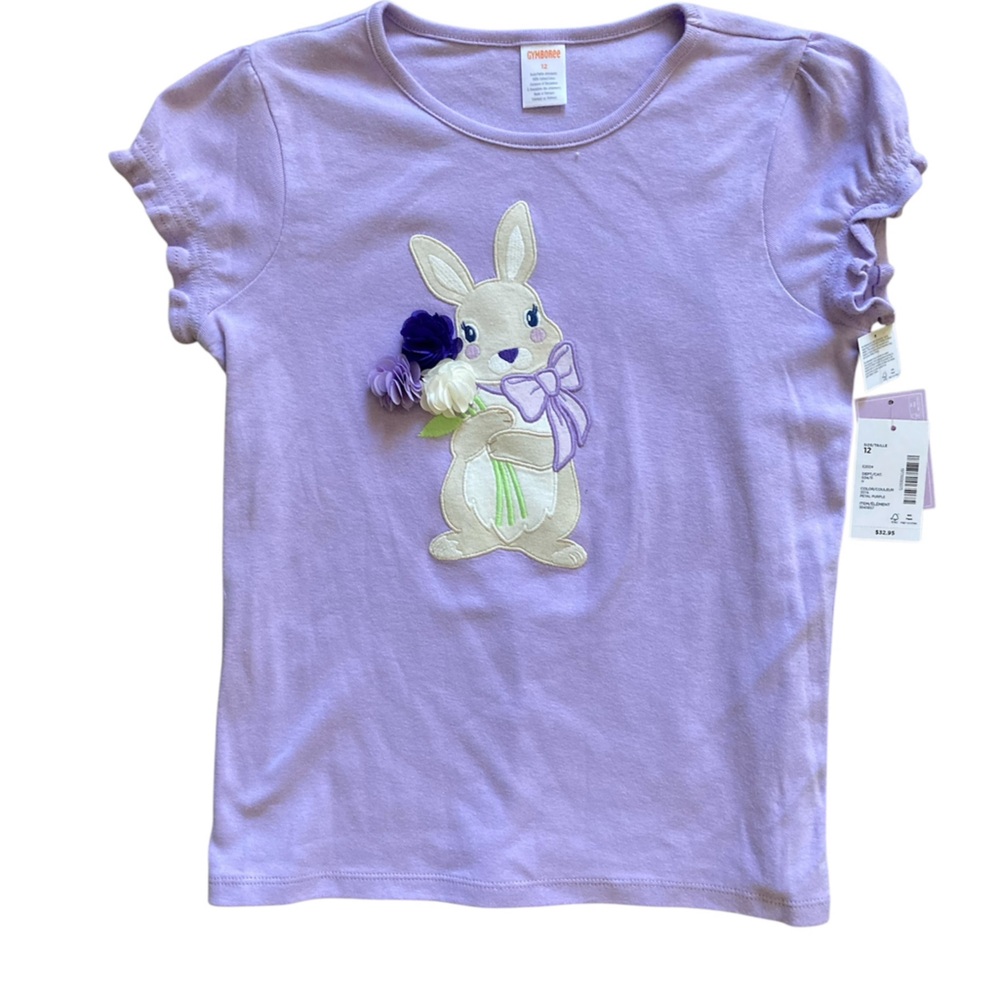 Gymboree Girls  Embroidered Bunny with Flowers Shirt‎ - Lovely Lavender size 12